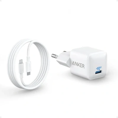 Imagen de Anker Cargador USB C 20 W, 511 (Nano), rápido Compacto y Duradero PIQ 3.0 para iPhone 15/15 Plus/15 Pro/15 Pro MAX/iPad Pro/iPad/iPad Mini(+ 1 Cable a de 180 cm)