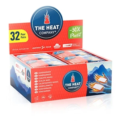 Imagen de THE HEAT COMPANY Calentadores Manos Nuevo: 30% Menos de plástico Extra CÁLIDO para 12 Horas Calientes 32 Pares Activado por Aire Calentador Bolsillo contra el frío