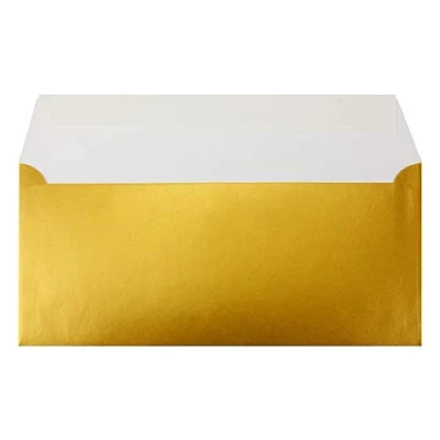 Imagen de 50 sobres DIN largos para bautizos e invitaciones de tu agente Glüxxx, 11 x 22 cm, 90 g/m², color dorado