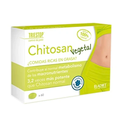 Imagen de Eladiet Complemento Alimenticio Triestop Chitosan Vegetal 60 Comprimidos Contribuye al Normal Metabolismo de los Macronutrientes Efecto saciante a Regular Niveles Glucosa
