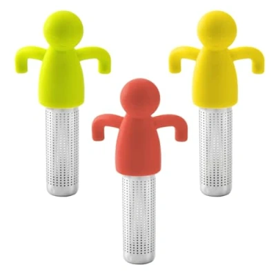 Imagen de Paquete De 3 Infusores Té Con Forma Humana, Creativos, Filtro Té, Colador Acero Inoxidable, Herramientas Para Hacer