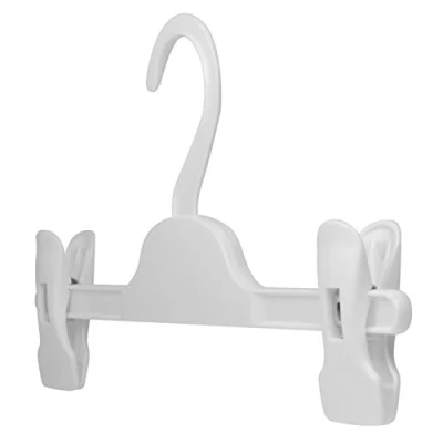 Imagen de Hangerworld 20 Perchas 28cm para Niños Plástico Blanco con Pinzas Regulables Pantalones