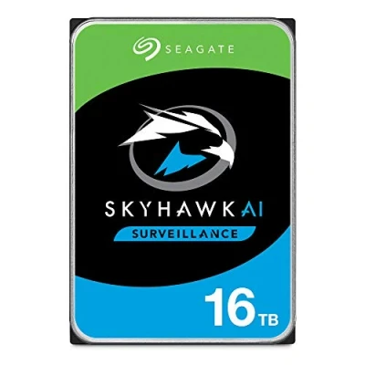 Imagen de Seagate SkyHawk AI, 16 TB, Unidad Disco Duro Interna de Vigilancia, SATA a 6 GB/s, Caché 256 MB, DVR, Sistema cámaras seguridad NVR y 3 años servicios Rescue (ST16000VE000)