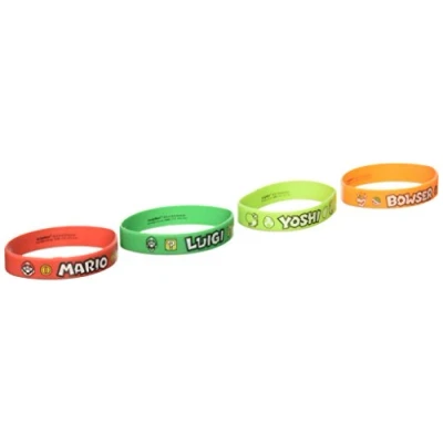 Imagen de Amscan 396608 Pulseras de goma Super Mario, 6 piezas, colores aleatorios