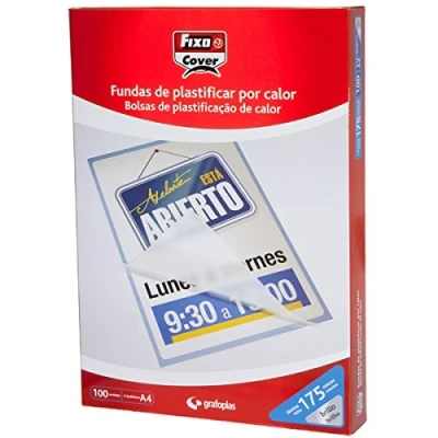 Imagen de Fixo 1022100 Caja de 100 fundas para plastificar, transparente, 54 x 86 mm