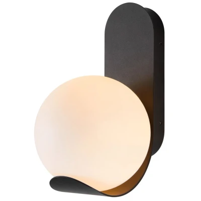 Imagen de Nordlux Aplique de exterior Dalius, negro, pantalla globo blanco