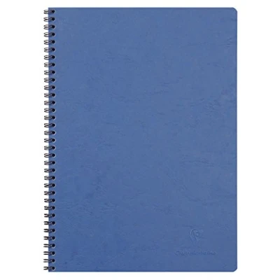 Imagen de Clairefontaine 781424C Un Cahier à Spirale Bleu A4 21x29,7 cm 100 Pages Petits Carreaux Papier Blanc 90 g Couverture Carte Lustrée Grain Cuir Collection Age Bag