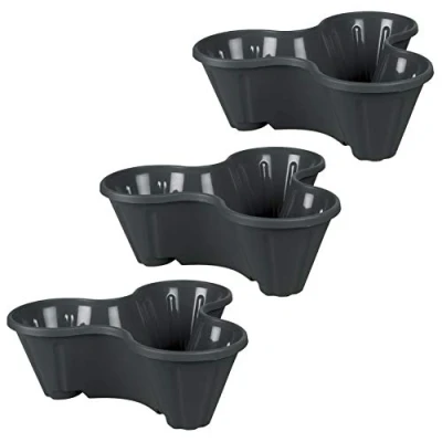 Imagen de UPP Juego de macetas apilables I Macetero Triple para Patio, jardín, balcón Torre Flores, Plantas o Cultivos Color Antracita (3 Piezas, 31 x 12 cm c/u)