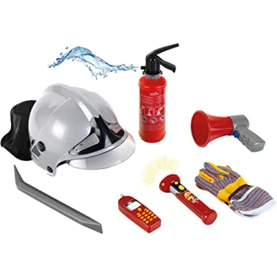 Imagen de Theo Klein 8921 Set de Bomberos, 7 Piezas con Casco, Linterna y Mucho más, Extintor función rociado, Medidas del Embalaje: 52.4 cm x 35 20 cm, Juguete para niños a Partir 3 años