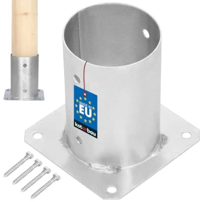 Imagen de KOTARBAU® Base para Poste Ø 100 mm Anclaje Suelo de Acero Atornillable Soporte Postes Madera Redondos Galvanizado en Caliente