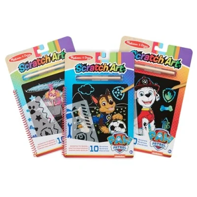 Imagen de Melissa &amp; Doug PAW Patrol Juego de 3 cuadernos Scratch Art Skye, Chase y Marshall, Patrulla Canina Papel rascar, actividades creativas, Bloc viaje, Regalo para niños niñas