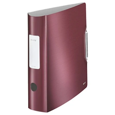 Imagen de Leitz, Archivador de Palanca, Rojo Granate, A4, Lomo curvado 8 cm ancho, Cierre con Goma elástica, Polyfoam Ligero, Active Style, 11080028