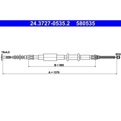 Imagen de ATE 24.3727 0535.2 Cable de Freno Mano 1370 FIAT: BRAVO 1, Brava Hatchback