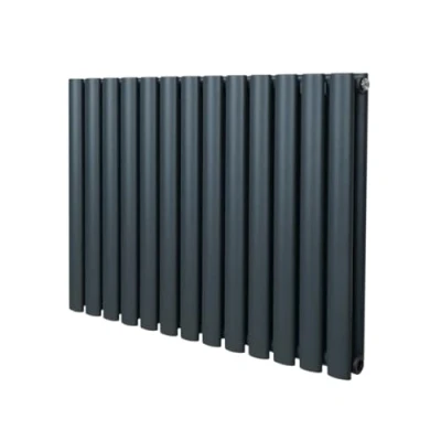 Imagen de Radiador de Columna Ovalada 600mm x 780mm Horizontal Gris Antracita Acero Montado en pared Kit fijación y soportes + Cepillo limpieza GRATIS Calefacción estufa calefactor