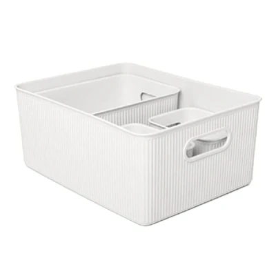 Imagen de Tatay Set de 4 Cajas Organizadoras Baobab (1 x 15L, 1 5L, 2 1,5L), Polipropileno, Libre BPA, Color Blanco Pergamon