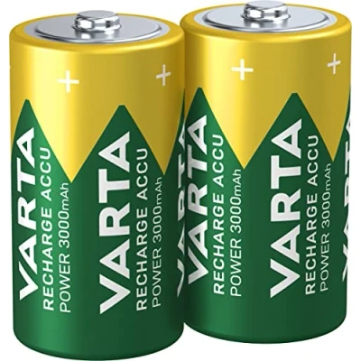 Imagen de VARTA Pilas C Baby, recargables, paquete de 2, Recharge Accu Power, batería recargable, 3000 mAh Ni MH, sin efecto memoria, precargadas, listas para usar