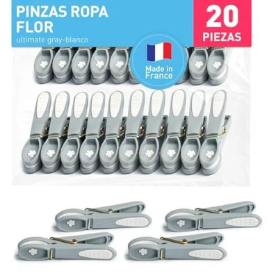 Imagen de culiclean de la Ropa sin impresión diseño Resistente en Flor 20x Pinzas Gris Ultimate Grey, robustas Soft Grip Clip a los Rayos UV