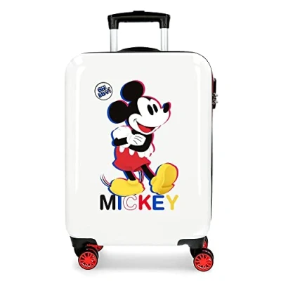 Imagen de Disney Mickey 3D Maleta de Cabina Blanco 38x55x20 cms Rígida ABS Cierre combinación Lateral 34L 2 kgs 4 Ruedas Dobles Equipaje Mano