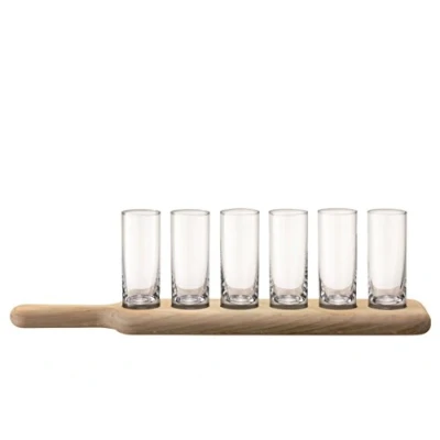 Imagen de LSA International Paddle PX01 Juego de vasos vodka con base roble, 40 cm largo, transparente