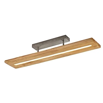 Imagen de Trio, Plafón, Brad incl. 1 x LED,SMD,27,0 Watt,3000K,3400 Lm. Cuerpo: madera natural, color de la A:100,0cm, L:20,0cm, A:16,7cm Regulable mediante interruptor,Función memoria,IP20