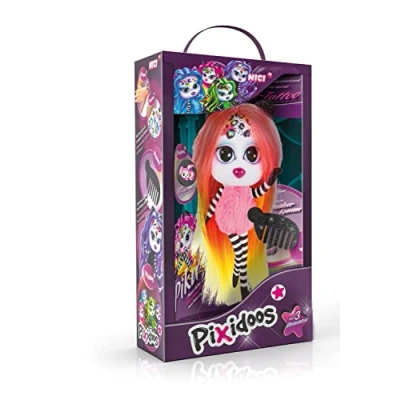 Imagen de NICI Pixidoos Piku la muñeca 20 cm, Caja Incl. Set Tatuajes para niños, Peine y Pulsera de Amistad Muñecas estilizadas con Pelo Colorido Tierno Juguete abrazar, Jugar, Decorar coleccionar