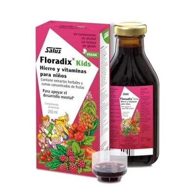 Imagen de Salus Floradix Kids Suplemento de Hierro 250 ml Reduce el Cansancio y la Fatiga Contiene Vitaminas B1, B2, B6, B12 C Apoya Desarrollo Mental Función Cognitiva