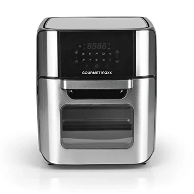 Imagen de GOURMETmaxx Digital Hot Air Fryer 12 L, Horno XXL, Negro Airfryer + temporizador, pantalla táctil, espetón giratorio freír con poca grasa, ahorro de energía 10 programas incl. pizza 1800 W