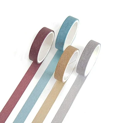 Imagen de Yubbaex Juego de 4 rollos cinta adhesiva Washi color natural para manualidades, diarios bala, planificadores, álbumes recortes, envoltura, neutro, 7 estilos básicos.