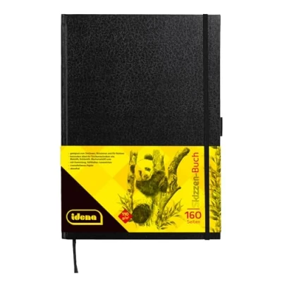 Imagen de Idena 63142 Cuaderno de bocetos , A4, en blanco, 80 hojas, 110 g/m², tapa dura negro, 1 ud.