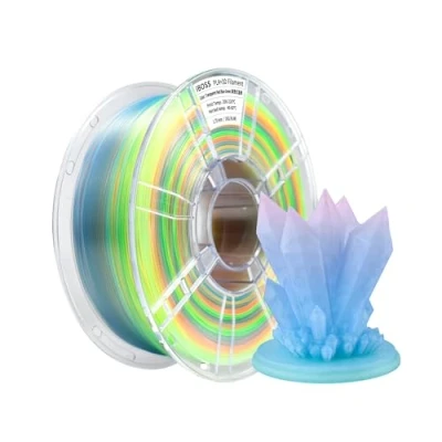 Imagen de iBOSS Gradient PLA Plus filamento para impresora 3D (1,75 +/ 0,02 mm, bobina de 1 kg, Pro transparente tricolor, apto la mayoría impresoras FDM (transparente, naranja,