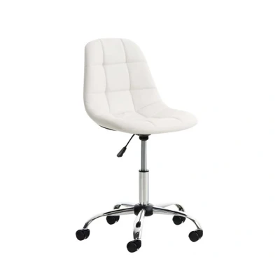 Imagen de CLP Silla De Escritorio Emil En Simil Cuero &amp; Base con Ruedas I Ordenador Altura Regulable Giratoria, Color:Blanco