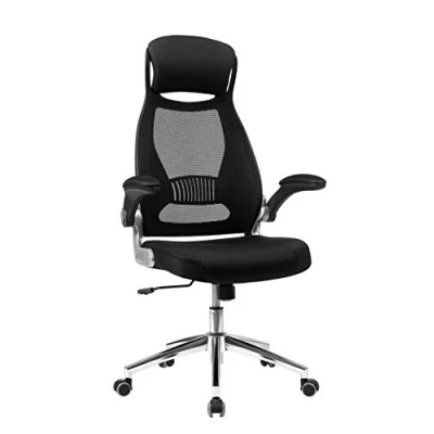 Imagen de SONGMICS OBN86BK Silla giratoria de Oficina Escritorio Malla con reposacabezas Mecanismo sincronizad y Altura Ajustable Negro