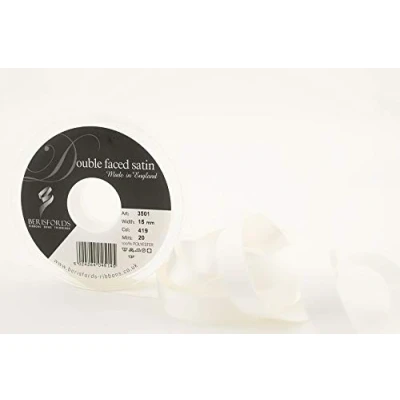 Imagen de Berisfords Cinta de satén a Doble Cara 3501 20 m x 15 mm, Color Blanco Nupcial