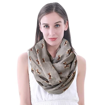 Imagen de Lina &amp; Lily Bufanda Infinita Snood con Estampado de Perros Beagle (Gris)