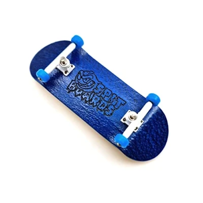 Imagen de SPITBOARDS 34 mm Fingerboard Complete Wood Pro Set Up (Pre Assembled, 5 Layers), Trucks, CNC Bearing Wheels, Foam Grip Tape, (Deck: Blue, Trucks: White, Wheels: Light Blue)