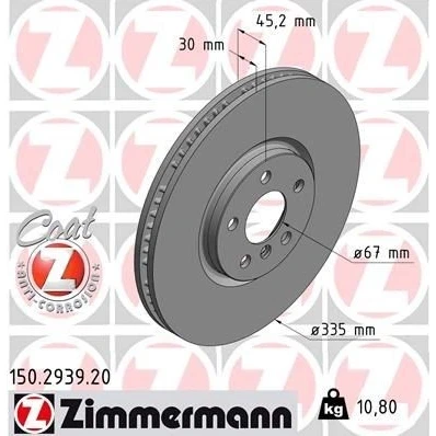 Imagen de ZIMMERMANN COAT Z 150.2939.20 Disco de freno 335 30 6/5 5 112 ventilación interna revestido altamente carbonizado MINI: Hatchback, Countryman, Clubman