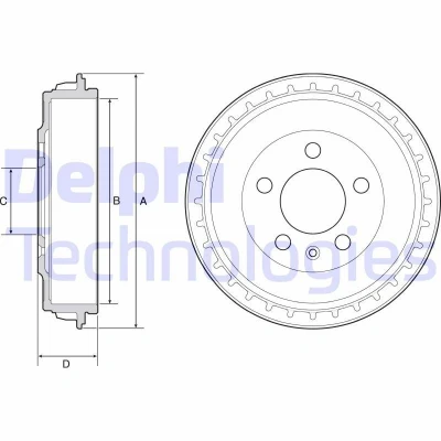 Imagen de DELPHI BF563 Tambor de Freno sin anillo sensor ABS, cojinete rueda 250