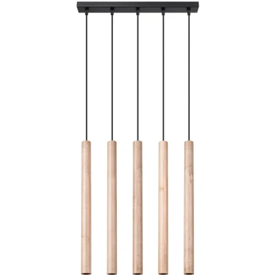 Imagen de SOLLUX lighting PASTELO 5L Lámpara colgante de madera 5 bombillas Mesa comedor Casquillo G9 Bombilla no incluida Lámparas y luminarias colgantes 45x5x103cm