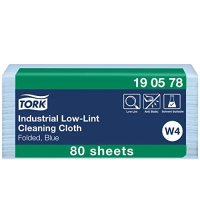 Imagen de Tork Paño de Limpieza Industrial sin Pelusa Azul W4, Absorbente, 1 Paquetes, 190578