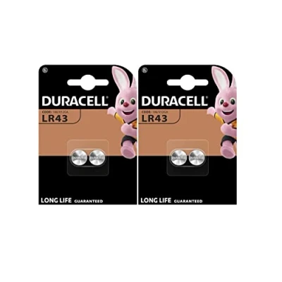Imagen de 4 pilas Duracell LR43 186 V12GA (2 blísters de 2 baterías)