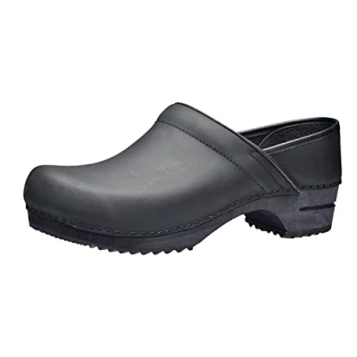 Imagen de Sanita Julie Zuecos Cerrados Producto Artesanal Original para Mujer de Piel con Suela Madera Negro 38 EU