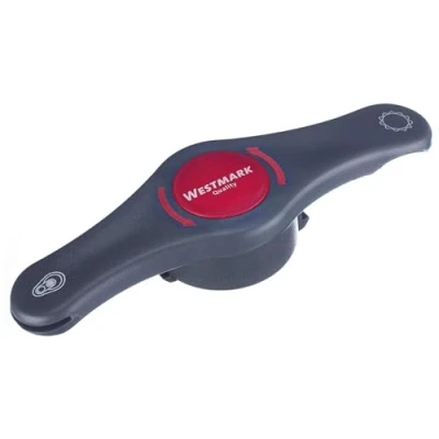 Imagen de Westmark Abridor combinado, Multi abridor, abrebotellas/ latas de bebida, Libera el vacío los tarros conserva, Longitud: 14,7 cm, Propeller 4 en 1, Antracita/rojo, 10512280