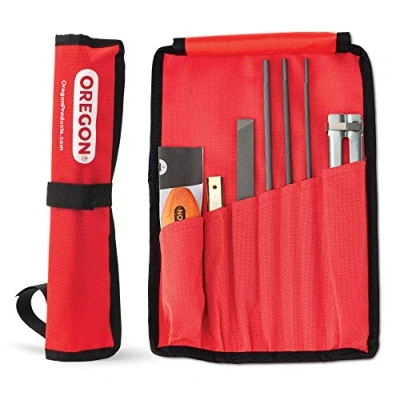 Imagen de Oregon Kit Afilador para Cadena de Motosierra, Universal, Incluye Limas Redondas 4 mm, 4,8 mm y 5,5 Lima Plana 152 Mango, Limitador Profundidad Funda (617067)