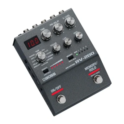 Imagen de BOSS RV 200 reverb Procesamiento de prémium en un diseño pedal efectos para guitarra y otros instrumentos 12 tipos reverb, Arpverb incluida 127 memorias usuario