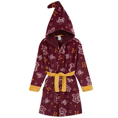 Imagen de Harry Potter Bata Forro Polar Niño, Albornoz Niño Diseño Gryffindor con Capucha y Cinturón, Batas de Casa para Niños, Regalos Niños Niñas 7 14 Años (Burdeos, 11 12 Años)