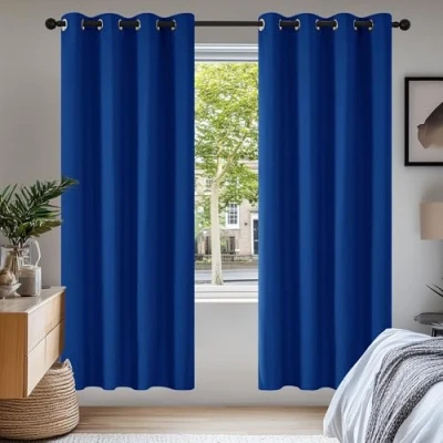 Imagen de Deconovo Cortinas Habitacion, Opacas de Salon, Termicas Aislantes, con Ojales, 140x200cm(Ancho x Alto), Azul Oscuro, 2 Piezas