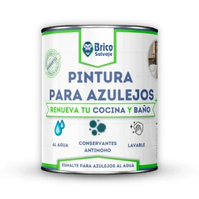 Imagen de BRICOSALVAJE Pintura para Azulejos Cocina y Baño al Agua MATE Sin Imprimación Lavable Gran dureza (Blanco Alpino, 4 Litros)