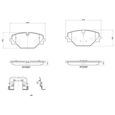 Imagen de BREMBO P 44 032 Juego de pastillas freno excl. contacto avisador desgaste con clip émbolo accesorios LAND ROVER: Range Rover Sport