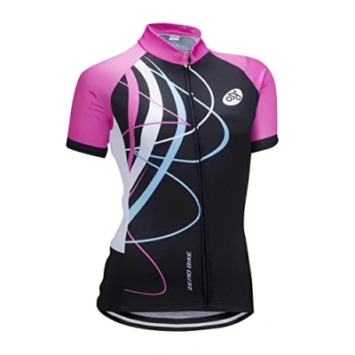 Imagen de ZEROBIKE Manga Corta Ciclismo MTB Maillot para Mujer, Jersey Ropa Transpirable Deportes al Aire Libre Ciclo Bicicleta (Polvo galopante, L)
