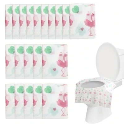 Imagen de 20 Protectores WC Desechables Protector Desechable para Niños, de Material Vlies, Envases Individuales, Fácil Transportar, Doble Reforzado, Talla Universal